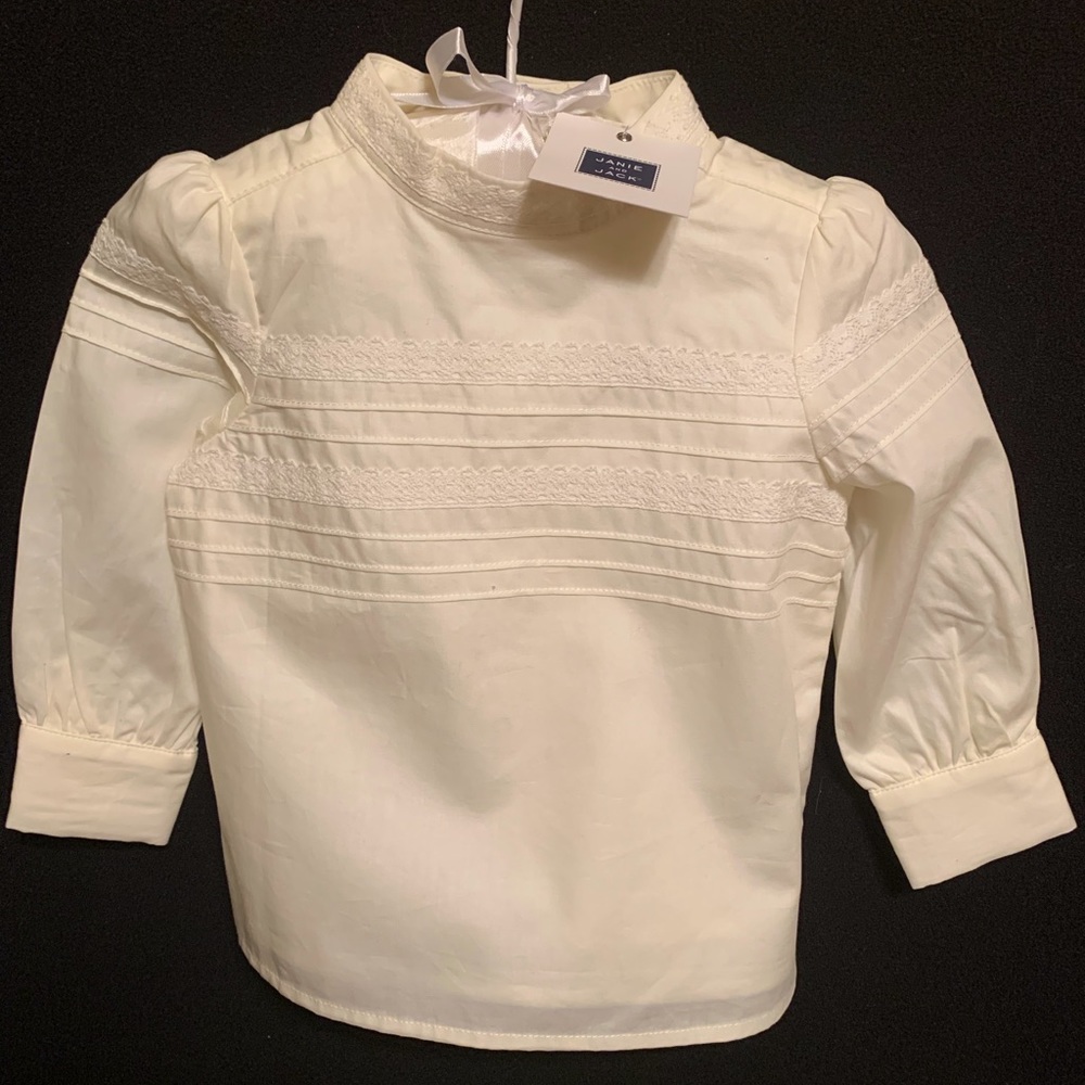 Janie and Jack High collared cream blouse